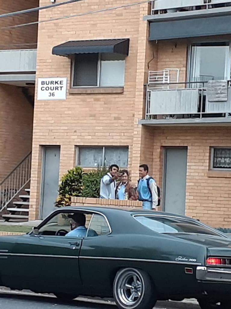 Young Rock filming at Coorparoo. Picture: Instagram/ @flightyfaye