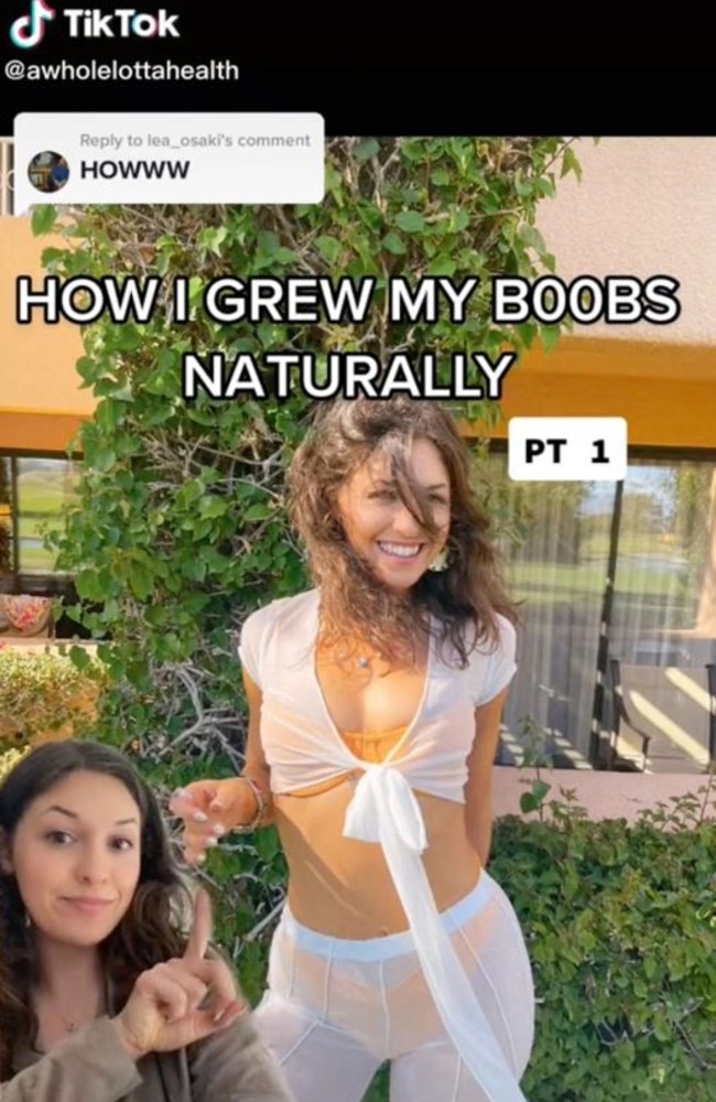 The TikToker claims she grew her breasts naturally. Picture: TikTok