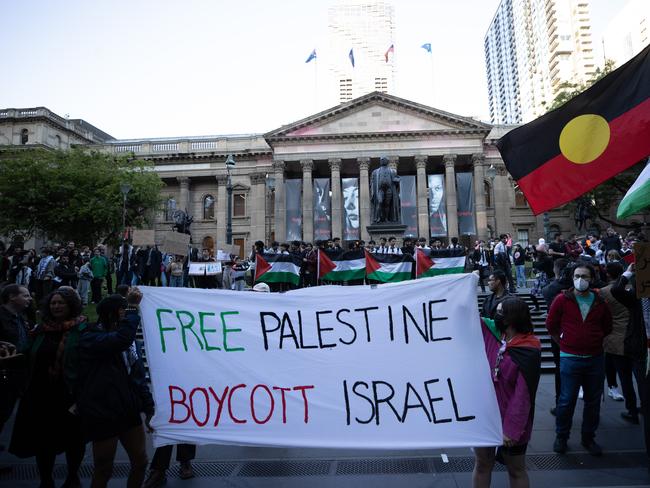 The rally marked the first of nearly weekly protests to hit the CBD. Picture: Andrew Henshaw