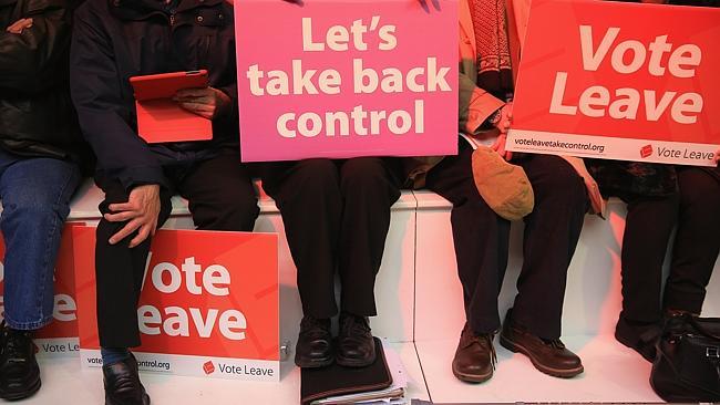 Vote Leave supporters at a rally led by London Mayor Boris Johnson on Friday.