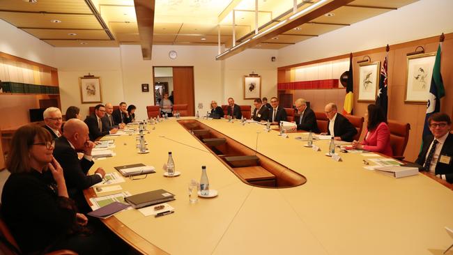 Prime Minister Scott Morrison held a National Cabinet meeting this morning. Picture: Adam Taylor