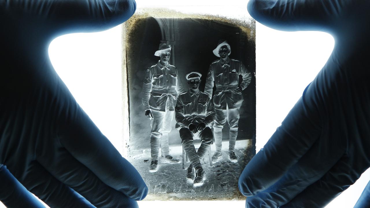 Kerry Stokes presented a collection of fragile First World War photographic glass plates to the Australian War Memorial. These plates form part of the Louis and Antoinette Thuillier Collection, uncovered in 2011 after sitting undisturbed for nearly a century in the attic of a farmhouse in the French town of Vignacourt. Mr Stokes is donating more than 800 of these glass-plate negatives, which feature Australian soldiers in informal settings.