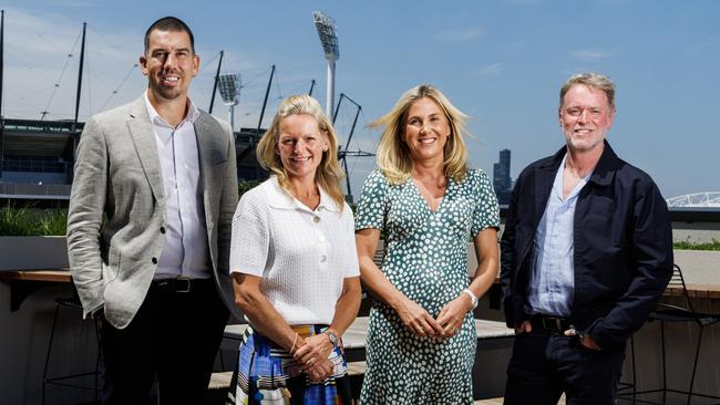 Brad Harris, Hayley Morris, Jackie Haintz and Steve Buxton are figuring out how to manage the wealth their parents have made. Picture: Aaron Francis