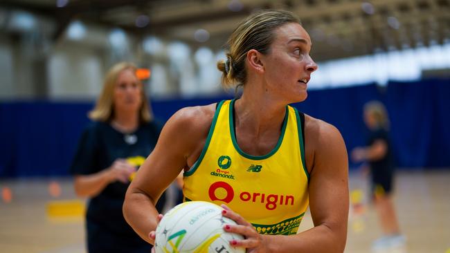 Diamonds captain Liz Watson in action at the Australian netball team's camp at the Australian Institute of Sport in Canberra. Photo: Lauren Morgan, Netball Australia