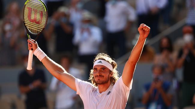 Stefanos Tsitsipas celebrates. (Photo by Julian Finney/Getty Images)