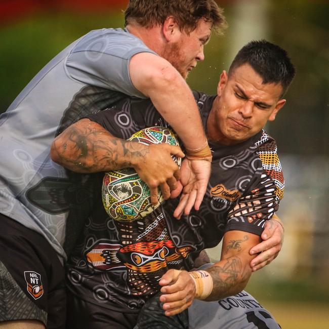 Timothy Muhammad as the Indigenous All Stars take on the Territory All Stars in the senior men's rugby league Deadly Cup matchup. Picture:Glenn Campbell