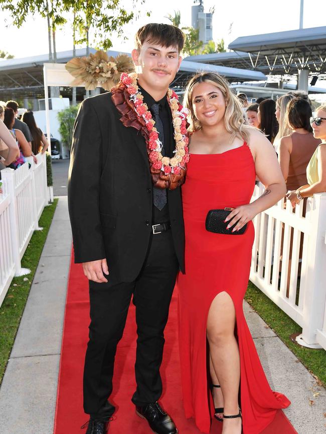 Eli Ward and Kiana Kerr at the 2023 Caloundra State High School Year 12 formal. Picture: Patrick Woods.