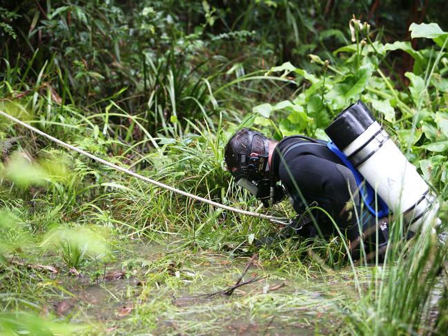 Police divers have been searching a dam less than 500m from the dig site. Picture: NCA NewsWire / Peter Lorimer