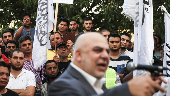 A Hizb ut-Tahrir rally near Lakemba Train Station in 2016. Picture: Dylan Robinson