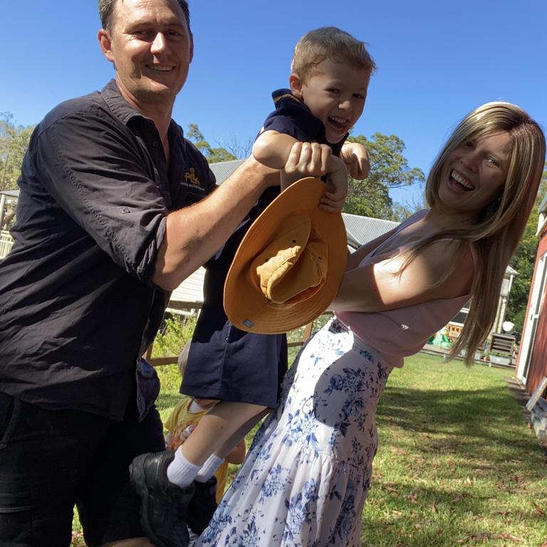 Excitement for the first day of prep. Pete, Marley and Brooke Picture: Brooke Kemble