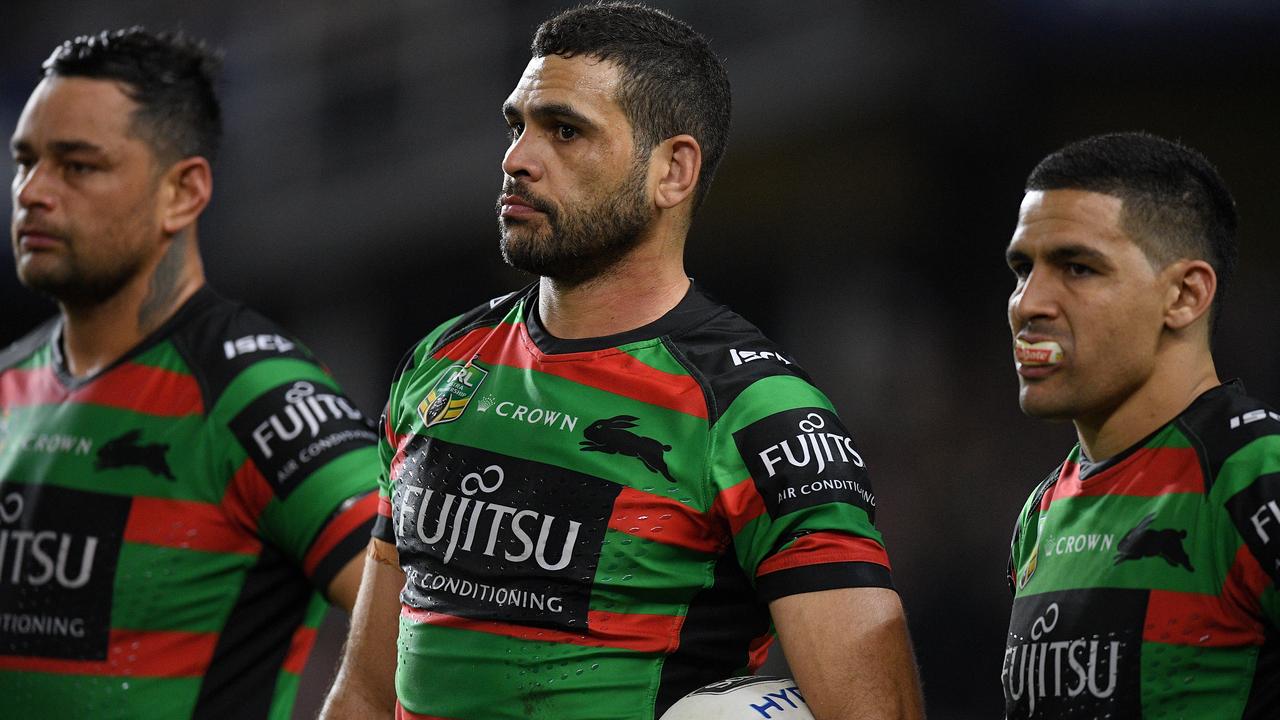 Greg Inglis is contemplating his playing future but it could have a significant impact on the Rabbitohs’ salary cap. (Pic: Dan Himbrechts/AAP)