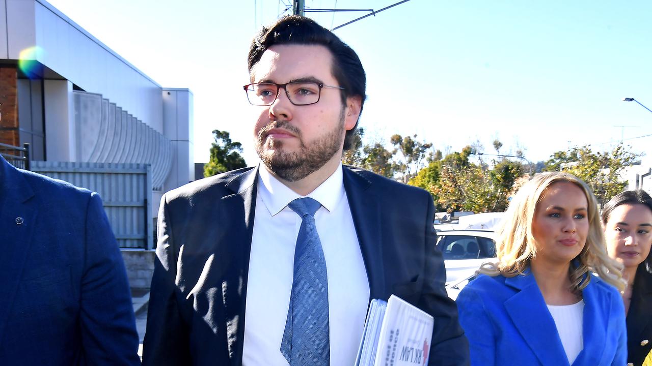 Former parliamentary staffer Bruce Lehrmann leaves Toowoomba Magistrates Court on June 17, 2024. Picture: NewsWire / John Gass