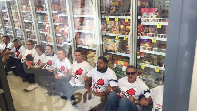 The protest at Coles in Sydney’s Parramatta was held ahead of parent company Wesfarmers annual general meeting in Perth today.