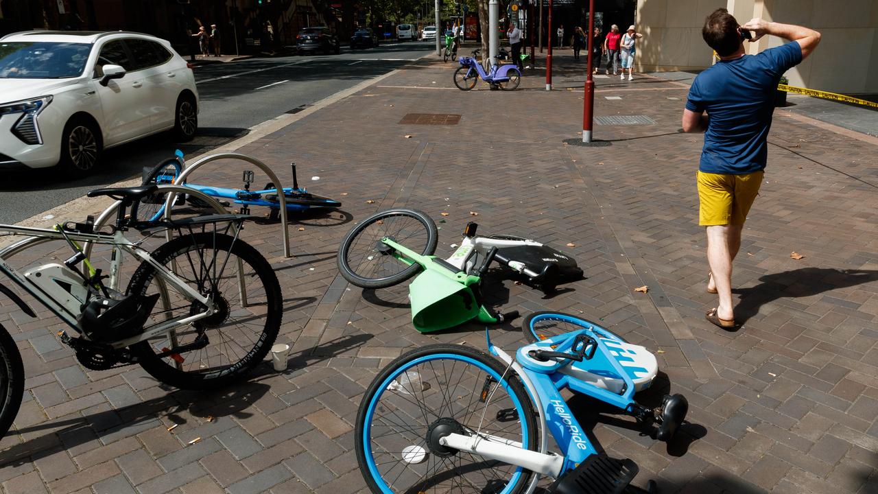 Dumped and poorly parked e-bikes could soon become confiscated across the eastern suburbs. 05/02/2024. Picture by Max Mason-Hubers