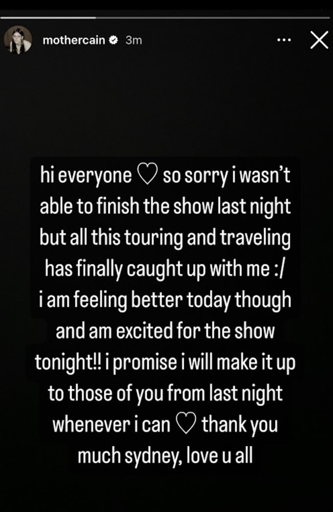 She apologised to fans. Picture: Instagram