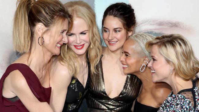 Laura Dern, Nicole Kidman, Shailene Woodley, Zoe Kravitz, and Reese Witherspoon. Picture: Getty Images.