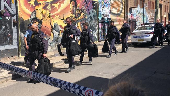 Police swarmed the scene in St Peters after reports of the stabbing emerged.