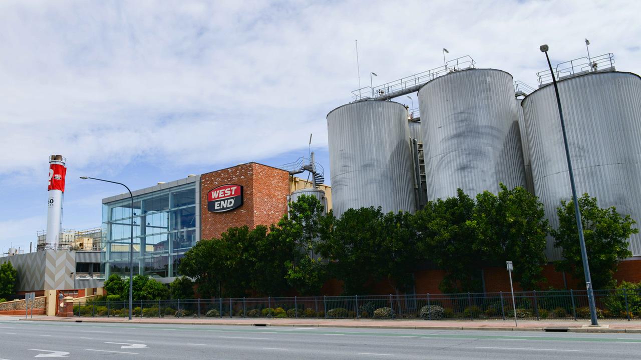 The West End Brewery viewed from Port Road. Picture: NCA NewsWire / Brenton Edwards