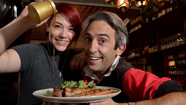 CAMEL EXPERIMENT The Henry Austin restaurant manager Georgie Davidson-Brown and co-owner Max Mason with their new camel dish. Picture: BIANCA DE MARCHI