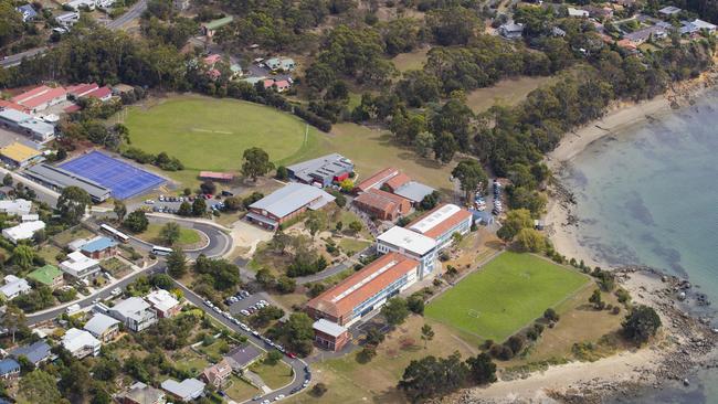 An aerial view of Taroona High School. The Taroona area is overflowing by more than 1000 students Picture: RICHARD JUPE