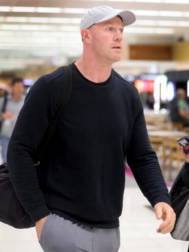 Barry Hall at Adelaide airport on Sunday. Picture: AAP/Dean Martin