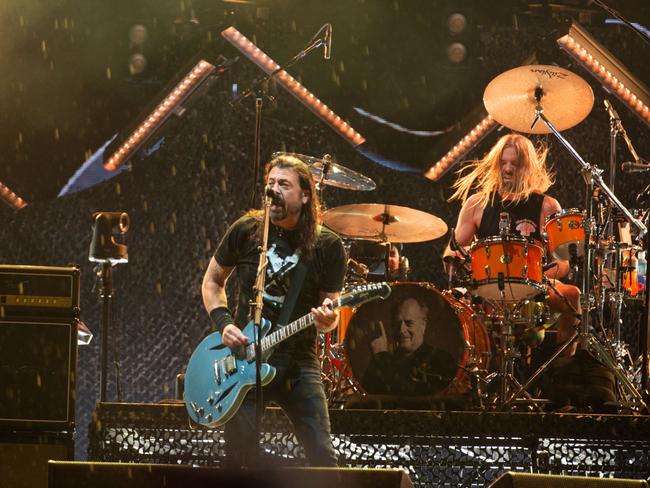 Dave Grohl and Taylor Hawkins during the Foo Fighters gig in Geelong earlier this month. Picture: Brett Schewitz / Frontier Touring