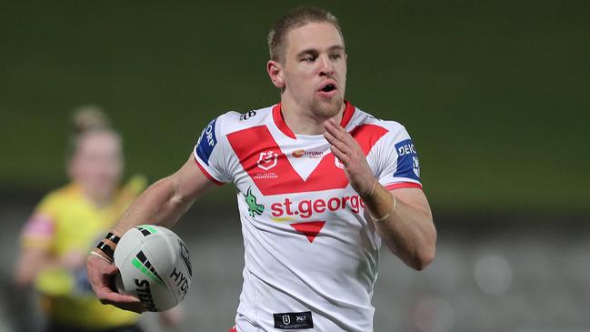 SYDNEY, AUSTRALIA - JULY 12: Matthew Dufty of the Dragons makes a break during the round nine NRL match between the St George Illawarra Dragons and the Manly Sea Eagles at Netstrata Jubilee Stadium on July 12, 2020 in Sydney, Australia. (Photo by Matt King/Getty Images)