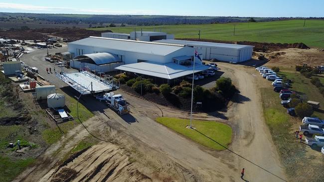 A steel-hulled ferry being transported from Bowhill Engineering's factory in the Riverland.