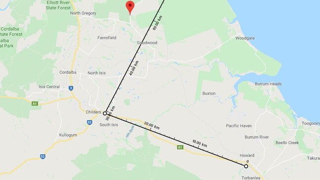 The exclusion zone is bound by Burrum River west of the Bruce Highway, Bruce Highway north to Goodwood Road, Goodwood Road to Elliot River.