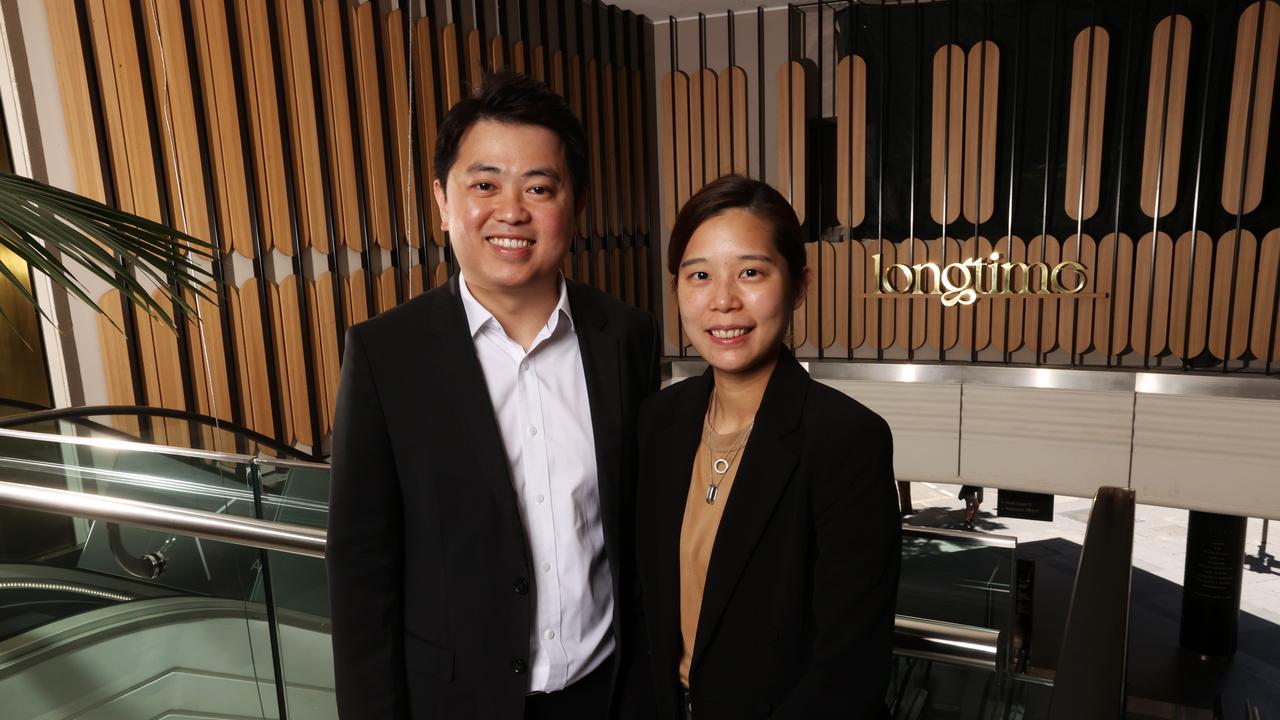 Owners Andrew Yu and Beverly Teo inside their new yum cha venue Longtime at QueensPlaza in Brisbane City. Picture: Nigel Hallett