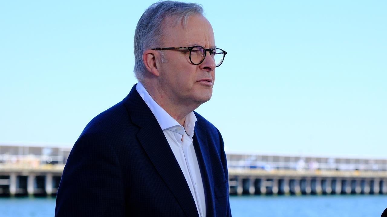 Prime Minister Anthony Albanese in Geelong. Picture: Luis Enrique Ascui