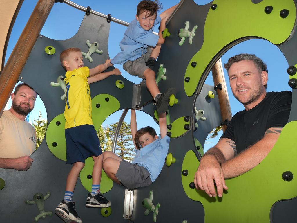 South Australia is home to nine of the nationÃs 45 healthiest regions, where residents are living up to eight years longer than the national average and are less prone to chronic conditions like diabetes and heart disease. Matt King,40, (R) (0415800233) of Semaphore, with his boys, Spencer,7, and Alby,5, (blue shirts), and Nick Roach,38, of Semaphore Park,(0402523895), with his son, Liam, 6, enjoying the playground on the Semaphore foreshore. 24 February, 2025. Picture: Dean Martin