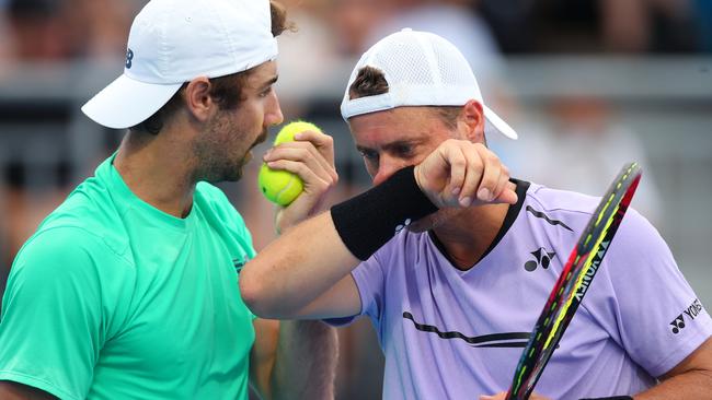 Hewitt teamed with Thompson in doubles in Sydney last week.