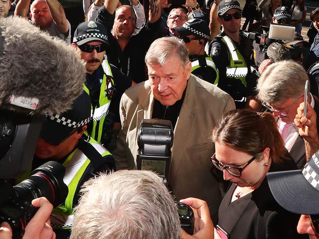 MELBOURNE, AUSTRALIA - FEBRUARY 27: George Pell arrives at Melbourne County Court on February 27, 2019 in Melbourne, Australia. Pell, once the third most powerful man in the Vatican and Australia's most senior Catholic, was found guilty on 11 December in Melbourne's county court, but the result was subject to a suppression order and was only able to be reported from Tuesday. The jury was unanimous in their verdict, finding Pell guilty on five counts of child sexual assault in December 1996 and early 1997 at St Patrick's Cathedral.  (Photo by Michael Dodge/Getty Images)