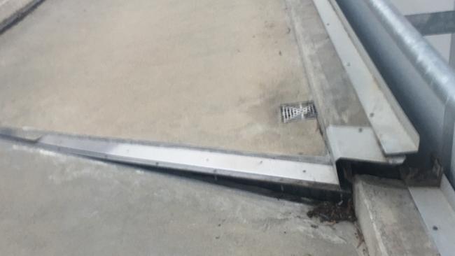 Damage to the South Rd overpass. Picture: Lew Toop