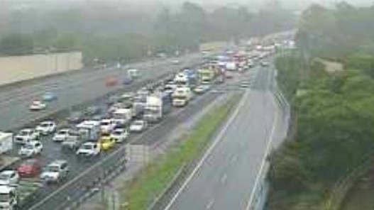 Mass gridlock on the Pacific Mwy after a truck rolled. Picture: Qld Traffic