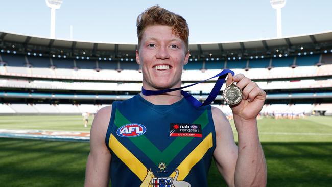 Matt Rowell with his best-on-ground medal in NAB AFL Academy v Casey match at the MCG. Picture: Michael Willson/AFL Photos/Getty Images