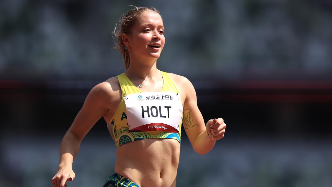 Isis Holt sets a new Paralympic record on Women's 100m - T35 during her heat on day 3 at Olympic Stadium. Photo: Getty Images