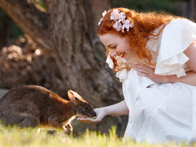 Emma Watkins married fellow entertainer Oliver Brian earlier this month. Picture: Tim Pascoe