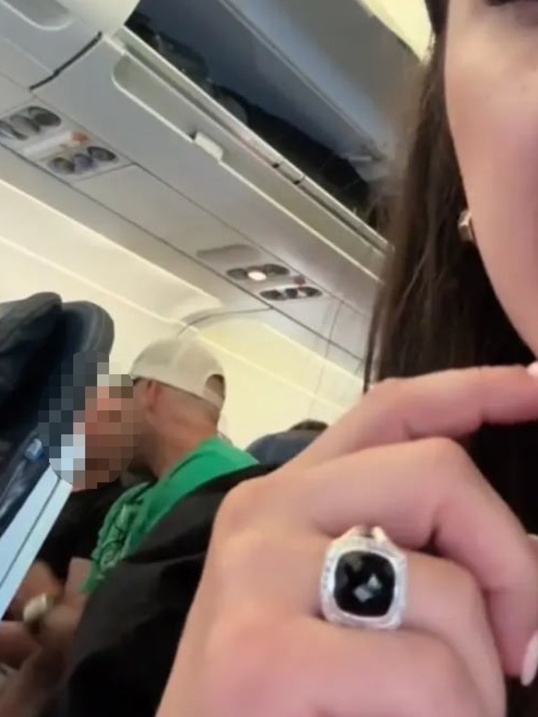 A man allegedly caught ‘cheating’ on his wife during a US flight was exposed online. Picture: TikTok