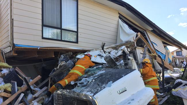 A truck has ploughed into a two-storey home on Carrickalinga Rd at Carrickalinga. Picture: Gary Juleff