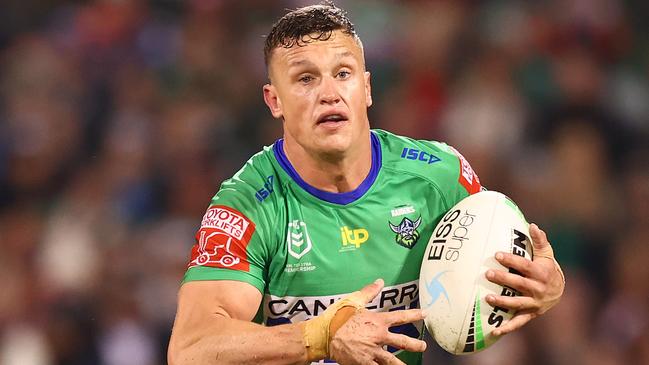 CANBERRA, AUSTRALIA - APRIL 29: Jack Wighton of the Raiders in action during the round eight NRL match between the Canberra Raiders and the South Sydney Rabbitohs at GIO Stadium, on April 29, 2021, in Canberra, Australia. (Photo by Mark Nolan/Getty Images)