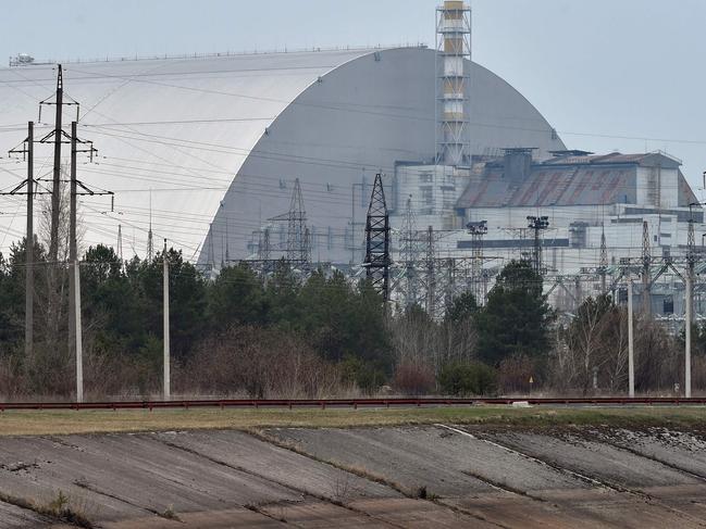 A giant protective dome built over the sarcophagus covering the destroyed fourth reactor of the Chernobyl Nuclear Power Plant. Picture: AFP