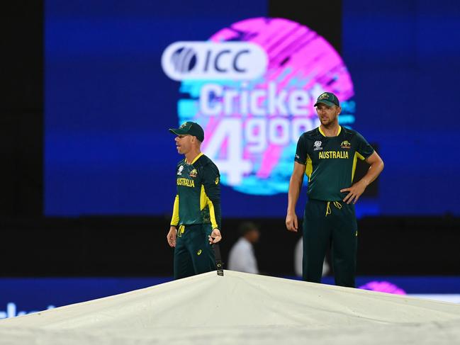 The covers came off just in time. Picture: Gareth Copley/Getty Images