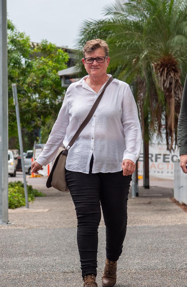 NT Police Superintendent Virginia Read outside the Darwin Local Court after pleading not guilty to assaulting a motorist last year. Picture: Pema Tamang Pakhrin