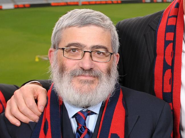 Past and present Melbourne Football Club Presidents: Stuart Spenser, Joe Gutnick (Joseph Gutnick), Jim Stynes, Paul Gardner, Wayne Reid and Gabriel Szondy reunite at the MCG.