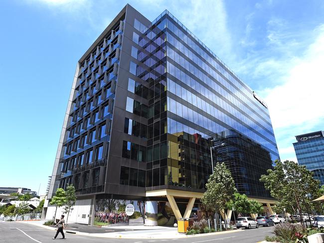 The 25 King St office building in Bowen Hills is Australia’s tallest engineered timber building. Picture: AAP/John Gass