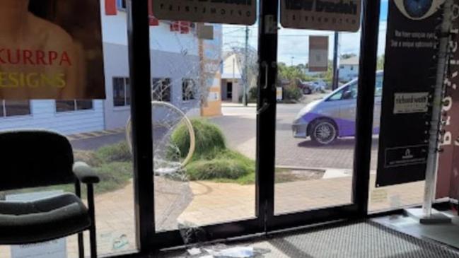 Richard Watt and his wife Gwen had stopped by their shop on Main St, Hervey Bay on their way to church Sunday morning when they realised the front glass door had been shattered.