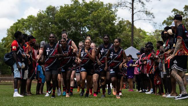 The Tiwi Bombers women in Round 9 of the 2024-25 NTFL season. Picture: Jack Riddiford / AFLNT Media