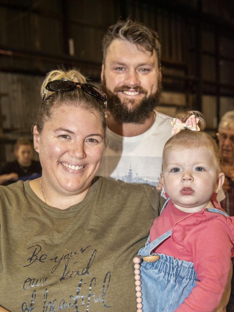 (from left) Maria, Zach and Arabella Thornley. Mums &amp; Bubs Expo at the Makers Market Toowoomba. Sunday, May 15, 2022. Picture: Nev Madsen.